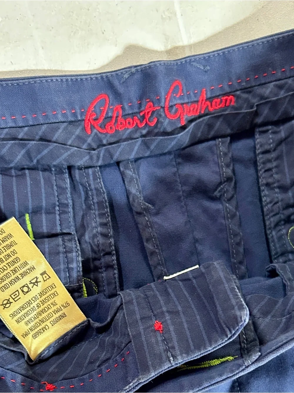 Robert Graham Slim Straight Navy Workstyle Jeans 34